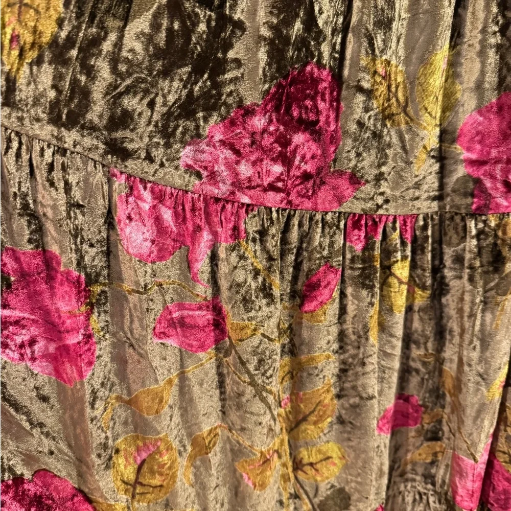 Anthropologie Velvet Maxi Dress in Pink and Green - Picture 3 of 7